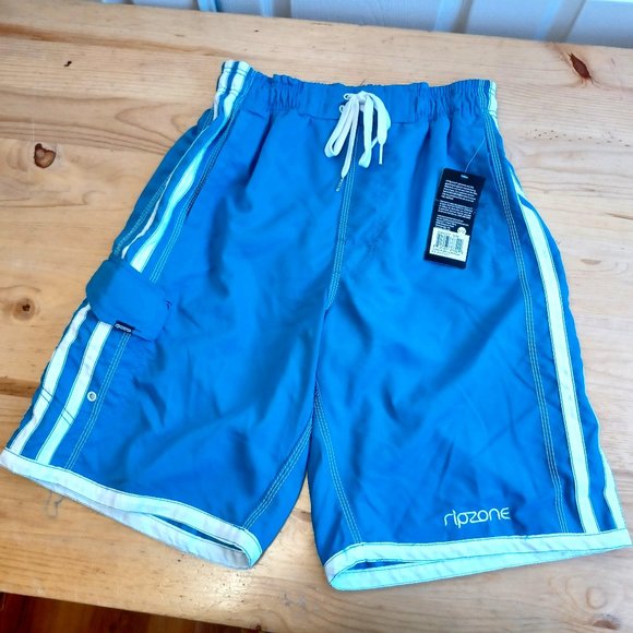 🎀 3/$30 NWT! Ripzone Men's Swim Trunks / Shorts - Blue with White  ( 3463 - Picture 1 of 11